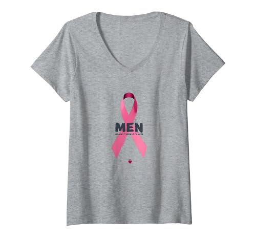 Band zur Unterstützung des Bewusstseins für Männer gegen Brustkrebs T-Shirt mit V-Ausschnitt, Damen, Grau Meliert, XL Band zur Unterstützung des Bewusstseins für Männer gegen Brustkrebs T-Shirt mit V-Ausschnitt, Damen, Grau Meliert, XL von Generic