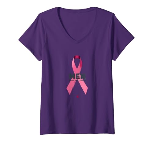 Band zur Unterstützung des Bewusstseins für Männer gegen Brustkrebs T-Shirt mit V-Ausschnitt, Damen, Violett, XXL von Generic