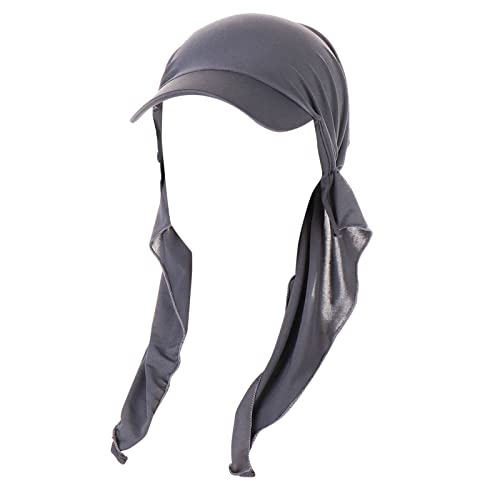 Bandana Cap Damen Chemo Mütze Sommer Schirm Kopftuch Visor Strand Cap Bandana Sonnenschutz Mütze Grau Einheitsgröße von Generic