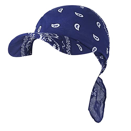 Bandana Cap mit Schleifenbindung Damen - Sonnencap Handmade in Italy - Kopftuch mit Schirm - Visor One Size (54-60 cm) - Sommercap aus Baumwolle - Mütze Frühjahr/Sommer Dunkelblau Einheitsgröße von Generic