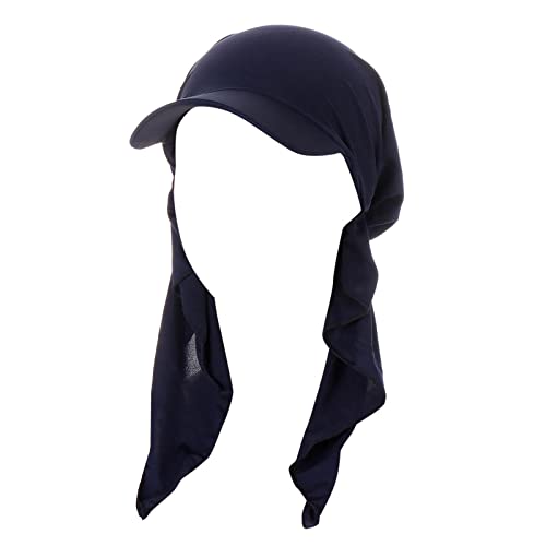 Generic Bandana Cap mit Schleifenbindung Damen - Sonnencap Handmade in Italy - Kopftuch mit Schirm - Visor One Size (54-60 cm) - Sommercap aus Baumwolle - Mütze Frühjahr/Sommer Marine Einheitsgröße von Generic