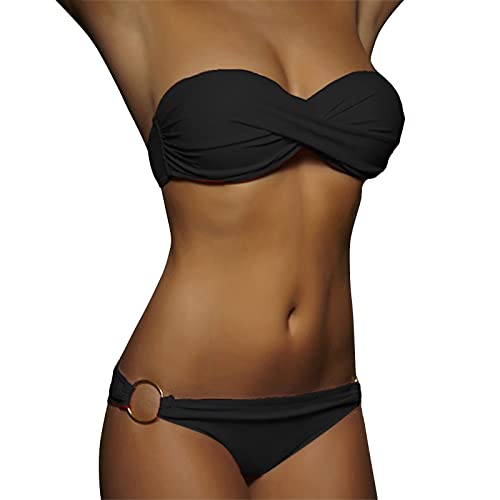 Bandeau Bikini Damen Push Up Zweiteilige Badeanzug Bademode Bikini Set Bikini Damen Set Leichte Lässige von Generic