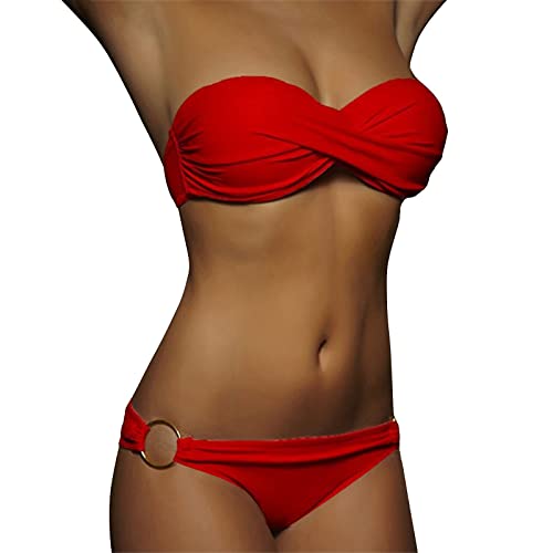 Bandeau Bikini Damen Push Up Zweiteilige Badeanzug Bademode Bikini Set Bikini Damen Set Leichte Lässige von Generic
