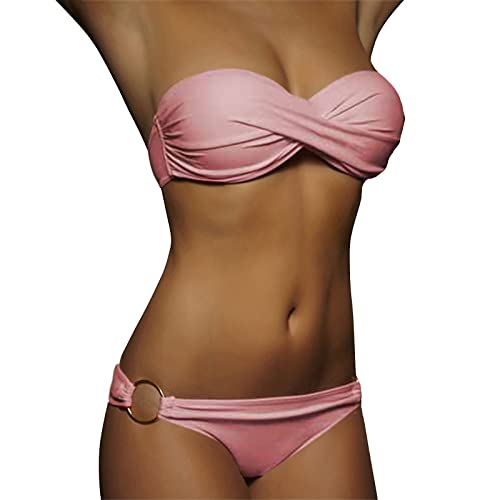 Bandeau Bikini Damen Push Up Zweiteilige Badeanzug Bademode Bikini Set Bikini Damen Set von Generic