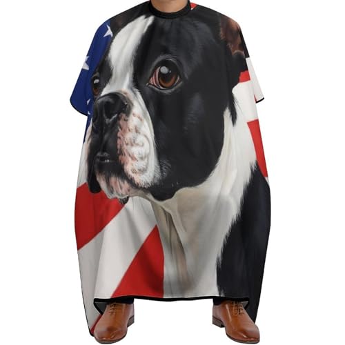Barber Cape Amerikanischer Terrier mit US-Flagge, Mode Haarschneidemantel Antistatisch Haarschneideumhang für Erwachsene Frauen 140X168cm von Generic
