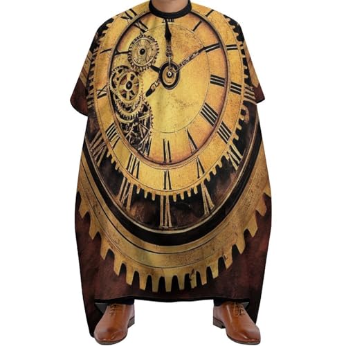 Barber Cape Coole Steampunk-Zahnräder, Mode Haarschneideumhang Verstellbar Salon Umhang für Männer Salon 140X168cm von Generic