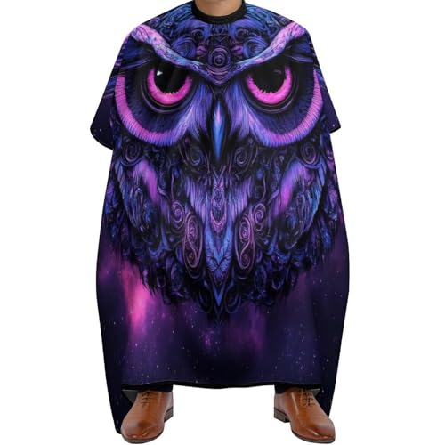 Barber Cape Lila Galaxie Eule Blumen Lila, Wasserdicht Haarschneiden Umhange Unisex Friseurumhang für Frauen Salon 140X168cm von Generic