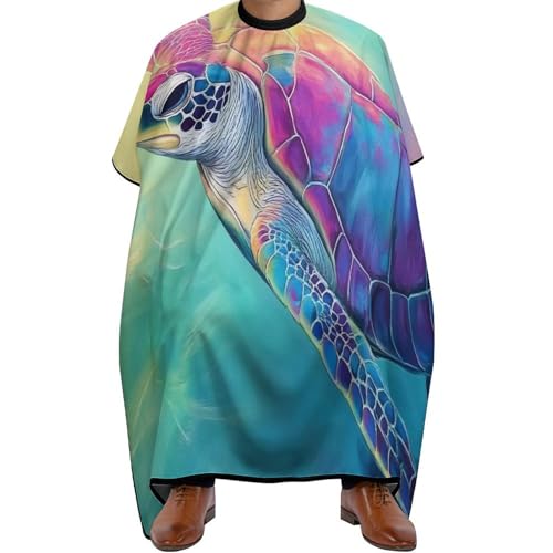 Barber Cape Meeresschildkröte mit Batikmuster, Antistatisch Friseurumhang Verstellbar Haar Schneideumhang für Männer Haarschnitt 140X168cm von Generic