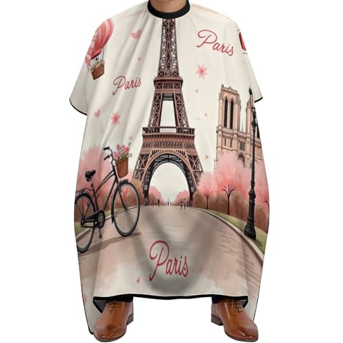 Barber Cape Rosa Paris Eiffelturm, Professionelle Friseurumhang Verstellbar Haar Schneideumhang für Salon Frauen 140X168cm von Generic