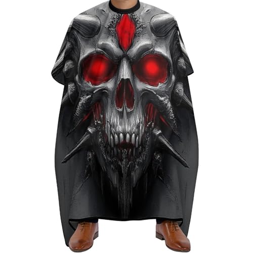Barber Cape Vintage rote Augen Skelett Totenkopf König, Unisex Salon Umhang Antistatisch Haarschneide Umhang für Frauen Haarschnitt 140X168cm von Generic