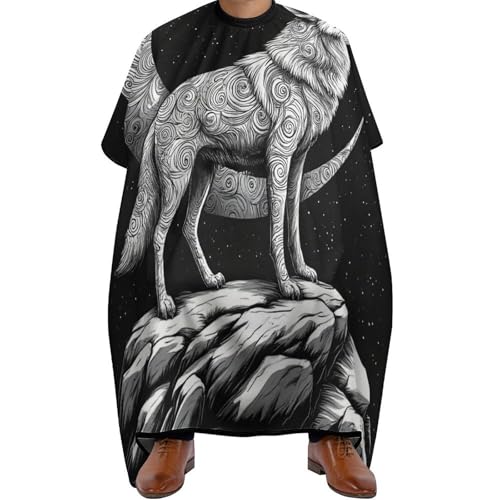 Barber Cape Wolf heult Mond, Unisex Friseurumhang Wasserdicht Haar Schneideumhang für Männer Haarstyling 140X168cm von Generic