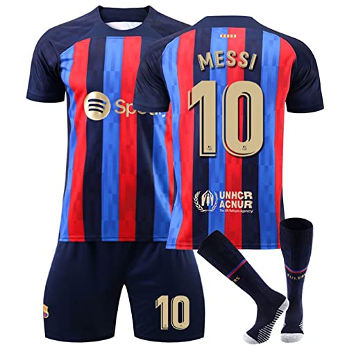 Barcelona Trikot Kinder Barcelona Trainingsanzug Barca Trikot Nr.10 Stripe Trikot Set Fussball Trikot Kinder Erwachsene Sporttraining T Shirts Shorts Und Socke FußBall Trikot FüR Jungen Herren von Generic