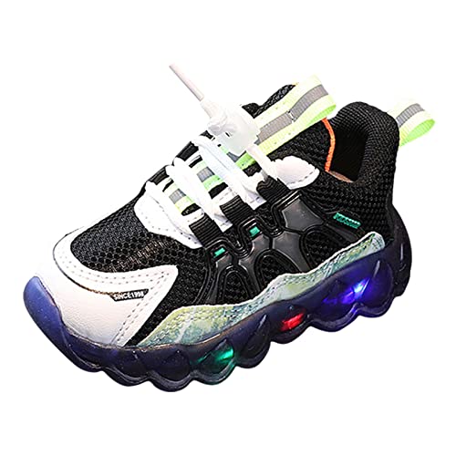 Barfuß Sportschuhe Kinder Mesh Atmungsaktiv Hallenschuhe mit blinkenden LED-Lichtern flach Dicker Boden rutschfest Slip On Laufschuhe Fitnessschuhe Straßenlaufschuhe Outdoor Fitness von Generic