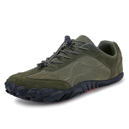 Barfuß Wasserschuhe Herren Damen, 5-Zehen Minimalistische Schnelltrocknende für Laufen, Strand, Fitness, Wandern, Radfahren,Army Green,46 EU von Generic