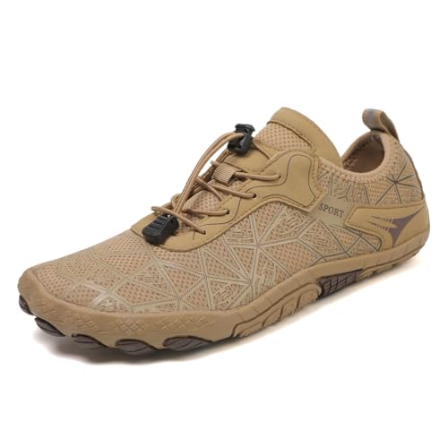 Barfuß Wasserschuhe für Damen Herren, Leichtgewichtige Schnelltrocknende Aqua Strandschuhe für Schwimmen, Pool, Wandern, Sport,Khaki,35 EU von Generic