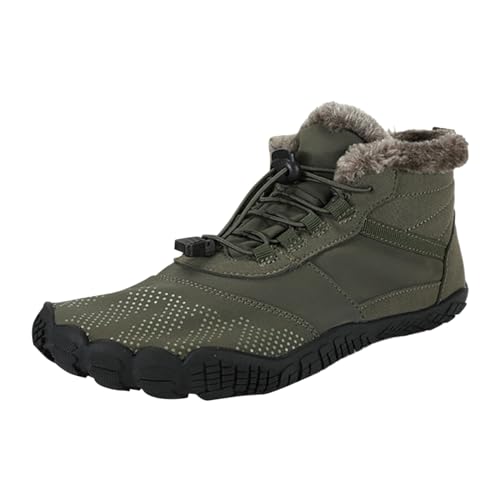 Barfußschuhe Winter Warm Gefüttert Winterschuhe für Damen Herren, Gefüttert Winterschuhe Damen Kurzschaft Winterstiefel Outdoor rutschfeste Stiefel Boots Schuhe Schneeschuhe (Army Green, 38) von Generic