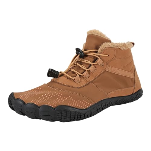 Barfußschuhe Winter Warm Gefüttert Winterschuhe für Damen Herren, Gefüttert Winterschuhe Damen Kurzschaft Winterstiefel Outdoor rutschfeste Stiefel Boots Schuhe Schneeschuhe (Brown, 45) von Generic