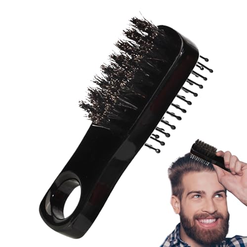 Bartbürste für Werkzeuge für Bartwerkzeuge, kompakter Schnurrbartkamm | Taschenpinsel mit Borsten für Männer, Reise-Griffe, Bart-Styling-Set, Bartformer Geschenk von Generic