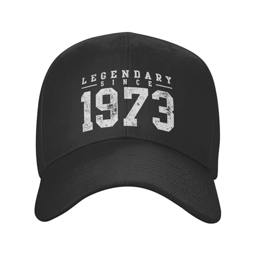 Baseball Cap 50. Geburtstag 1973 50 Jahre Alt Schwarz Trucker Hut Unisex Golf Caps Verstellbare Baseballkappe Für Running Golf Outdoor von Generic