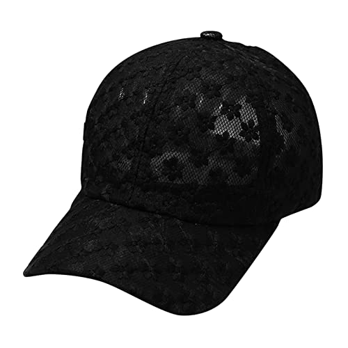Baseball Cap Damen Spitze Mesh Basecap Atmungsaktiv Sonnenschutz Kappe Sport Reine Farbe Baseboard Baseballkappe Cotton Cap für Tennis Golf Reisen Schildkappe Schirmmütze Cappy Kopfumfang von Generic