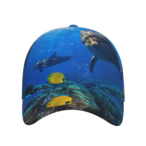 Baseball Cap Delfin Meerestier Delfin Basecap 3D Full Print Baseballkappe Atmungsaktiv Baseballmütze Für Golf Outdoor Running von Generic