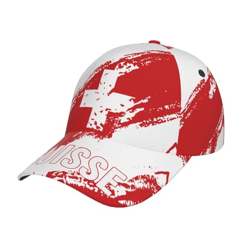Baseball Kappe Schweiz Suisse Flagge Getreide Basecap Retro Baseball Cap Leichtgewicht Baseballkappe Für Golf, Tennis, Auf Reisen von Generic