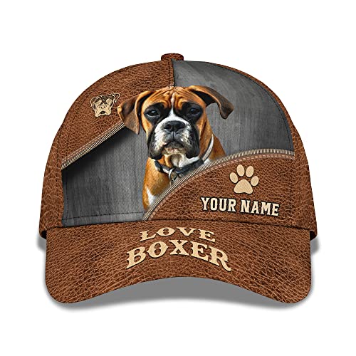 Baseball Mütze Liebe Boxer Niedlich Hund Und Fußabdruck Individueller Name Text Wort Baseballkappe Freizeit Golf Caps Retro Golf Hüte Für Teenager, Auf Reisen, Herren von Generic