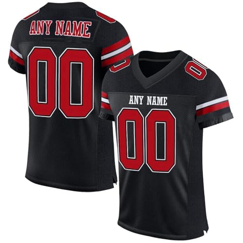 Personalisiert American Football Trikot für Herren Damen Jugend Vorschule Custom Football Jersey Sports Personalisierte Tshirt Printed Team Name & Number & Logo Schwarz von Generic