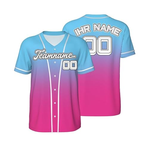 Baseball Trikots Selbst gestalten Herren Baseball Shirt mit Teamname&Name&Nummer Personalisiert Custom Tshirt Damen American Football Trikot für Jugendliche Sportuniform Jersey von Generic