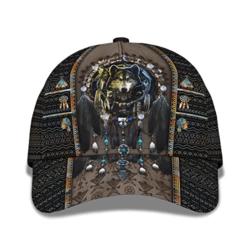 Baseballmütze 3D-Gedruckter Traumfänger Mit Wolf-Motiv Freizeit Basecap Sport Baseballkappe Baumwolle Basecap Für Auf Reisen, Reisen, Damen von Generic