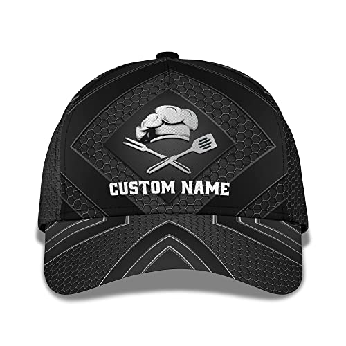 Basecap Chef Küche Liebhaber 3D Anpassen Name Text Mit Kochen Edelstahl Sommer Kappe Unisex Baseball Cap Verstellbare Baseball Mütze Für Herren, Damen, Teenager von Generic