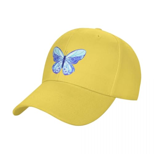 Basecap Unisex, Schmetterling Mode Baseball Cap Herren und Damen, Einstellbare Kappe mit Schirm, Sonnenschutz Baseballkappe für Outdoor Running Tennis Golf Reise Yellow von Generic