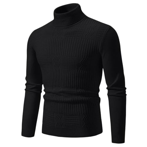 Basic Männer Pullover - Männer für Solid Arbeitspullover Leichter Arbeitspullover Rundhalsausschnitt Troyer Grobstrick Pullover Rollkragen Freizeit Oversize Winter Sport Arbeitspullover von Generic