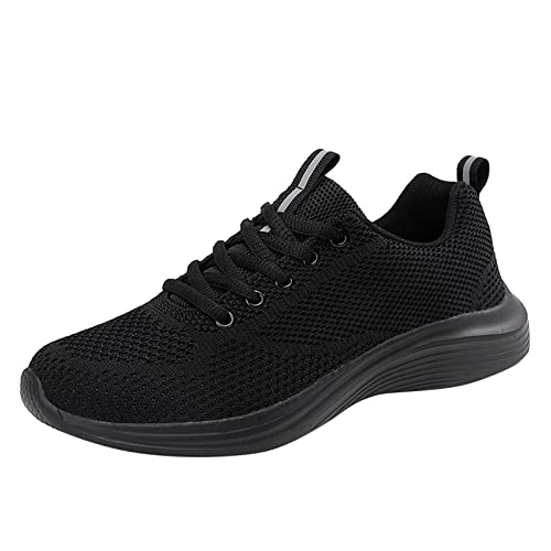 Basketballschuhe Damen Mit Fußbett und Atmungsaktive Schnürung Weiche rutschfeste Sohle Laufschuhe Bequeme Trainingsschuhe Flache Traillaufschuhe Sportschuhe (Black, 37) von Generic