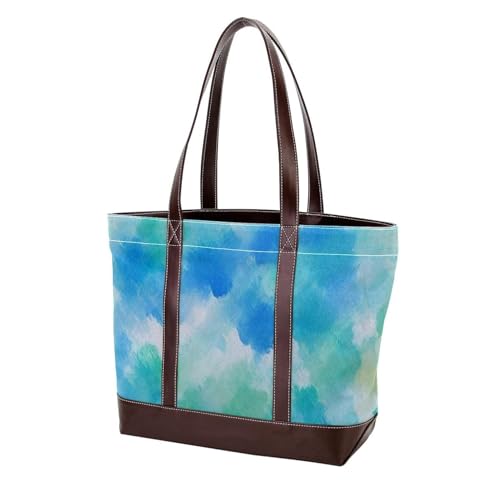 Batikfärbung Art-134 modische gewaschene strapazierfähige Leder-Geldbörse für Damen, mit Tragegriff oben, mit Taschen, Reißverschluss, mehrfarbig, 33,8 x 12 x 31 cm von Generic