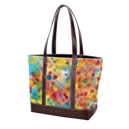 Batikfärbung Art-158 modische gewaschene strapazierfähige Leder-Geldbörse für Damen, mit Tragegriff oben, mit Taschen, Reißverschluss, mehrfarbig, 33,8 x 12 x 31 cm von Generic