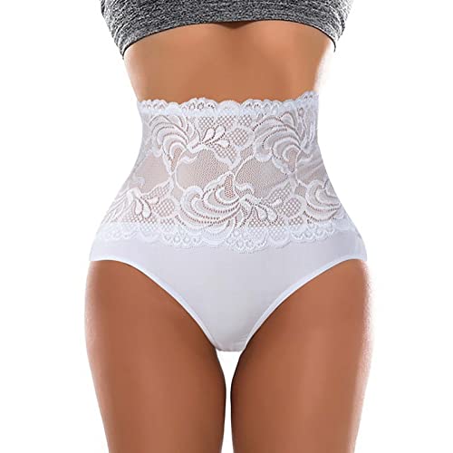 Bauch Weg Mieder String Tanga Slip Damen Figurenformend Mittlere Taille Miederslip Shaping Formslip mit Bauch-Weg-Effekt Miederhose Nahtlos Miederpants Stark Formend Shapewear Miederhose (Weiß, L) von Generic