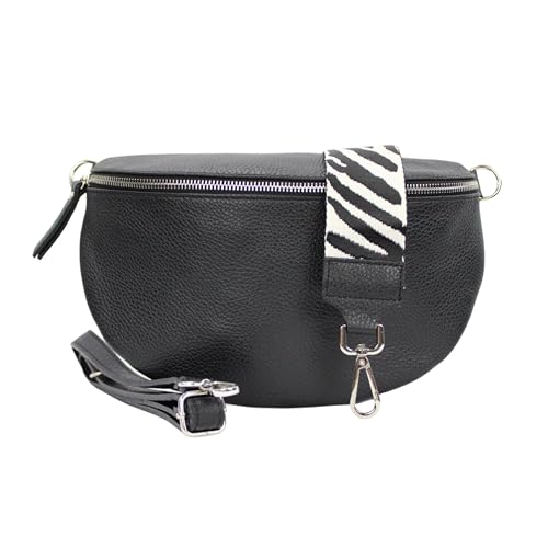 Bauchtasche Damen Stylisch Moderne Taschen mit Breitem Wechselgurt Nappa Leder Genuine Leder Gürteltasche Crossbag Crossbody Bag damen Ledertasche (Zebra) von Generic