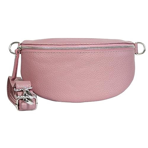 Bauchtasche Damen Stylisch ein crossbody bag damen Nappa Leder Genuine Leder Bauchtasche Sehr schone Gürteltasche Crossbag Crossbody Bag damen Ledertasche Made in Italy (Alt Rosa) von Generic