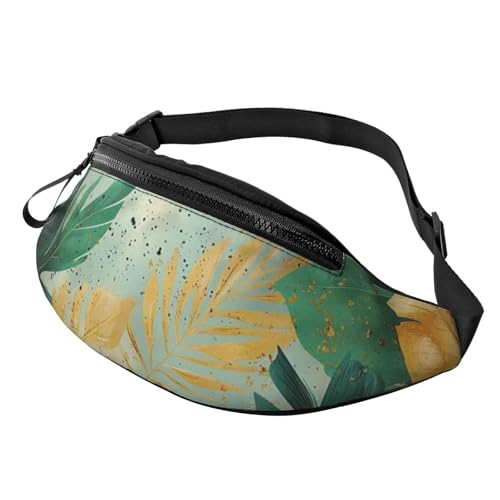 Bauchtasche für Damen und Herren, Bauchtasche mit verstellbarem Gurt, Bauchtasche, leicht, wasserdicht, Bauchtasche, Blätter 2., One Size, Wanderrucksack von Generic