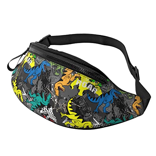 Bauchtasche für Damen und Herren mit Kopfhöreranschluss, Sportgürteltasche, niedliche Axolotl-Hüfttaschen zum Laufen, Dinosaurier-Druck, Einheitsgröße von Generic