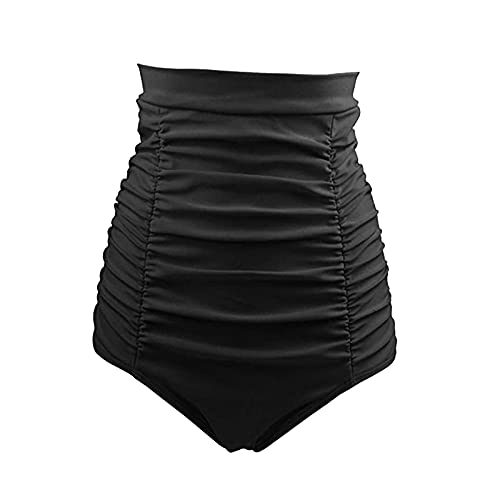 Bauchweg Badehose Damen Shape Bikinihosen High Waist Bauch Weg Schwarz-Badehosen Falten Bikinihose Frauen Badeshorts Figurformend Schwimmhose Kurze Bikiniunterteil-Schwimmshorts von Generic