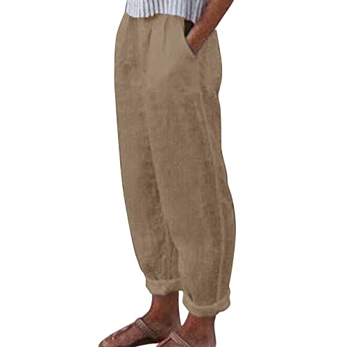 Bauchweg Hose Damen, mit Bündchen Freizeithose Stretch Baumwolle Elegant Kurzgröße Haremshose Leinenhose Lang Leicht und Luftig Sommer Große Größen Sommerhose Stoffhose Bauchweg Hose Damen, mit Bündchen Freizeithose Stretch Baumwolle Elegant Kurzgröße Haremshose Leinenhose Lang Leicht und Luftig Sommer Große Größen Sommerhose Stoffhose von Generic