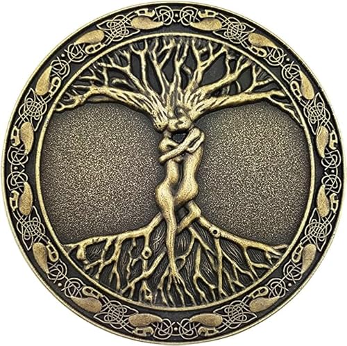 Baum des Lebens Tree of Life Odins Arsk & Embla Runden Wikinger Nordisch Cosplay Gürtelschnalle Belt Buckle (Gold) von Generic