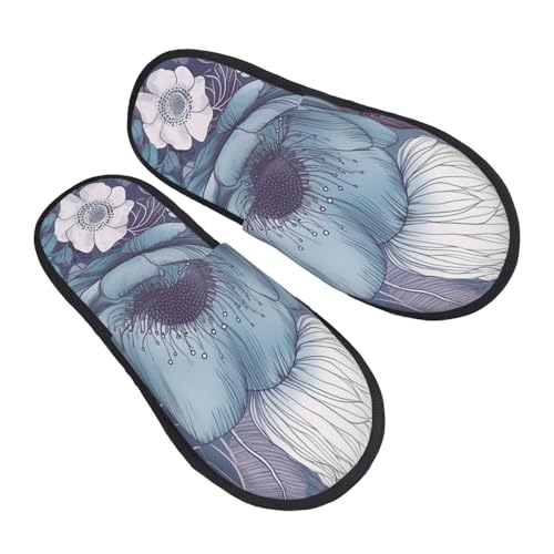 Baumwolle Pantoffeln Blaues Blumenmuster Bequeme Pantoffeln Kunstalpaka Hauspantoffeln Für Weihnachten Draußen Unisex M von Generic