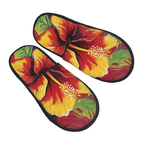 Baumwolle Pantoffeln Bunter Hibiskus Weiches Pantoffeln Bequeme Slippers Für Unisex Weihnachten Den Alltag L von Generic