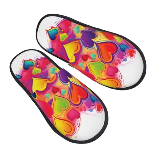 Baumwolle Pantoffeln Buntes Herz Kunstalpaka Hausschuhe Bequeme Slippers Für Weihnachten Unisex Draußen L von Generic