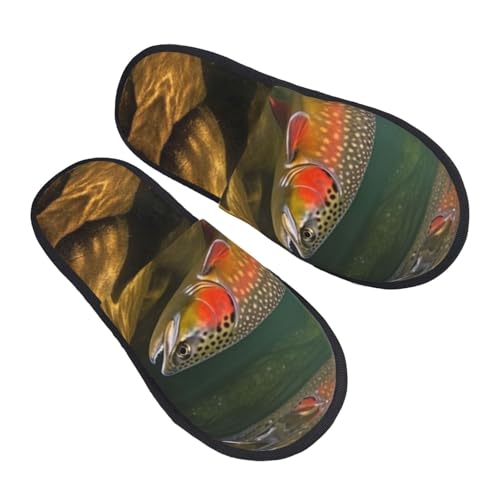 Baumwolle Pantoffeln Fliegenfischen Auf Bachforellen Rutschfeste Pantoffeln Scuff Slippers Für Schlafzimmer Drinnen Weihnachten M von Generic