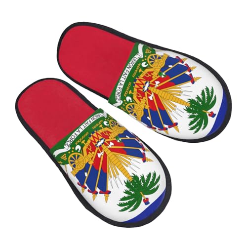 Baumwolle Pantoffeln Haitianische Flagge Rutschfeste Hausschuhe Gemütlich Pantoffeln Für Unisex Schlafzimmer Weihnachten M von Generic