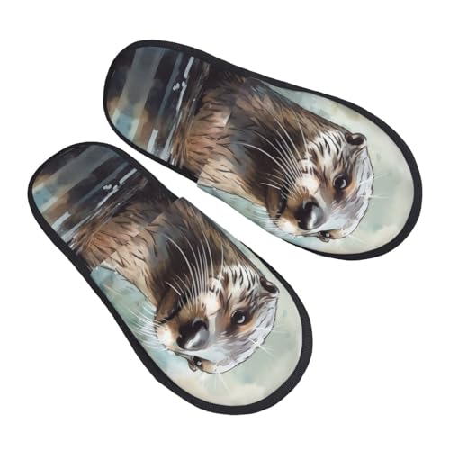 Baumwolle Pantoffeln Handgezeichneter Bankbiber Rutschfeste Hauspantoffeln Flauschiges Pantoffeln Für Weihnachten Unisex Schlafzimmer M von Generic